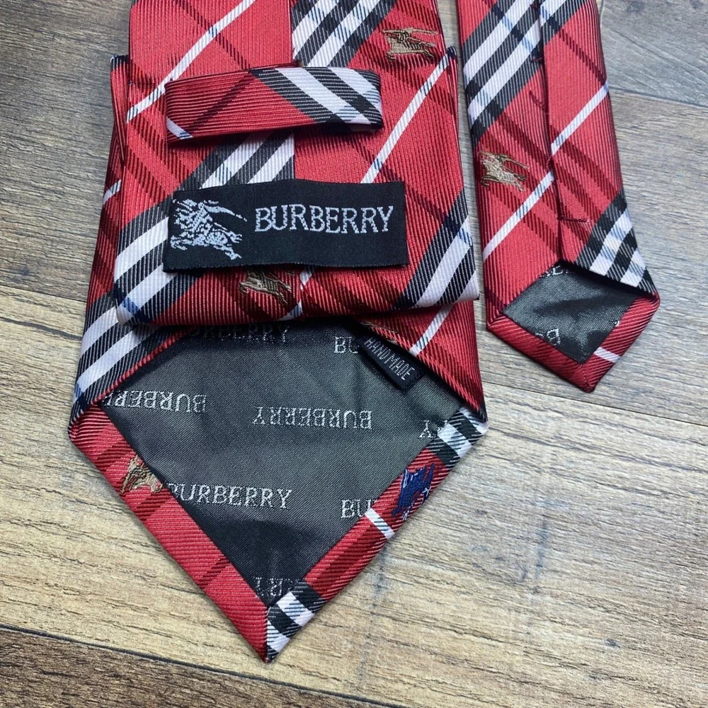 Burberry London Silk Tie Mens OS Red Nova Check Plaid Prorsum Knight Italy Luxe
